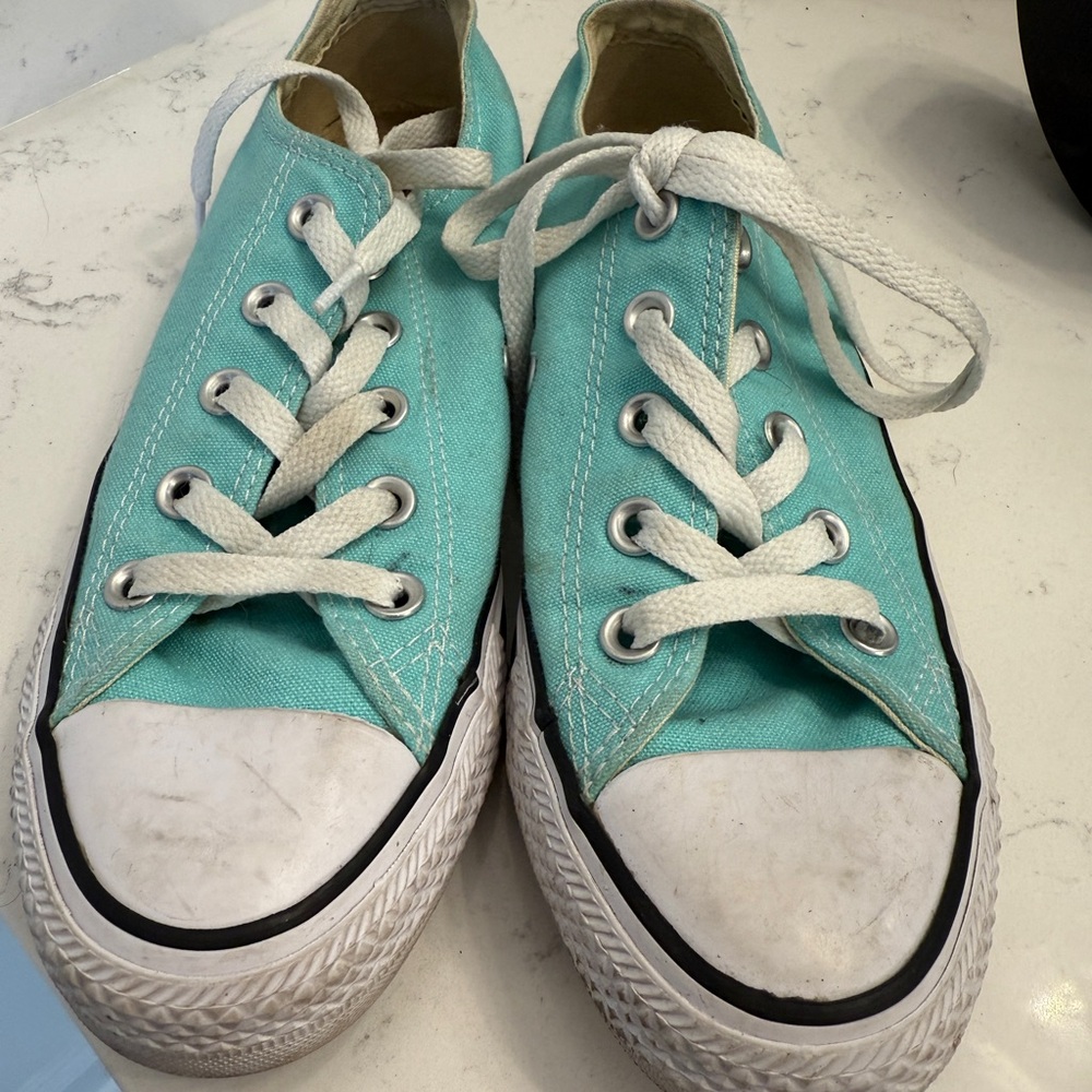 Converse Turquoise and White Canvas Sneakers